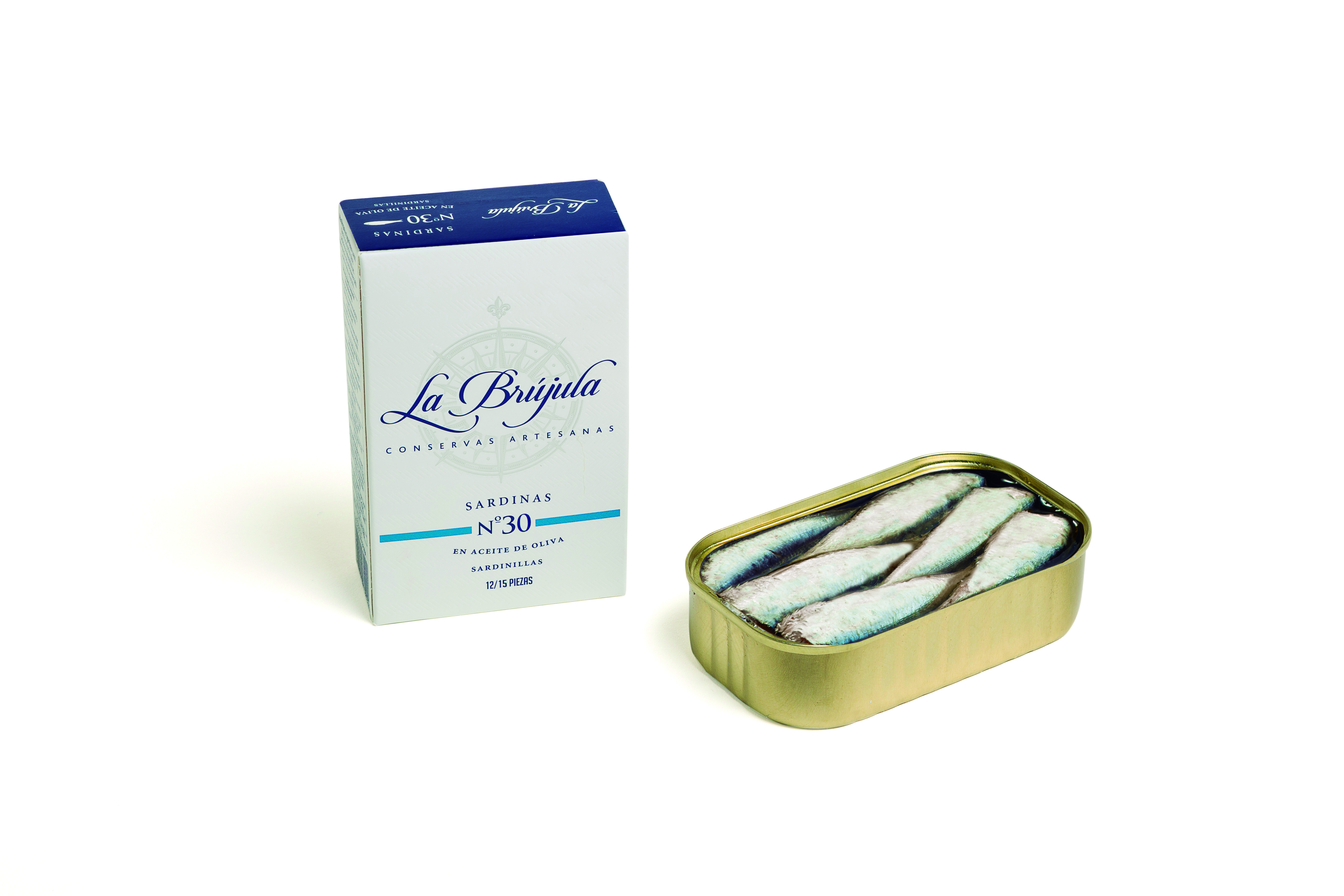 Sardinen klein in Olivenöl - La Brújula N° 30 115 g Dose